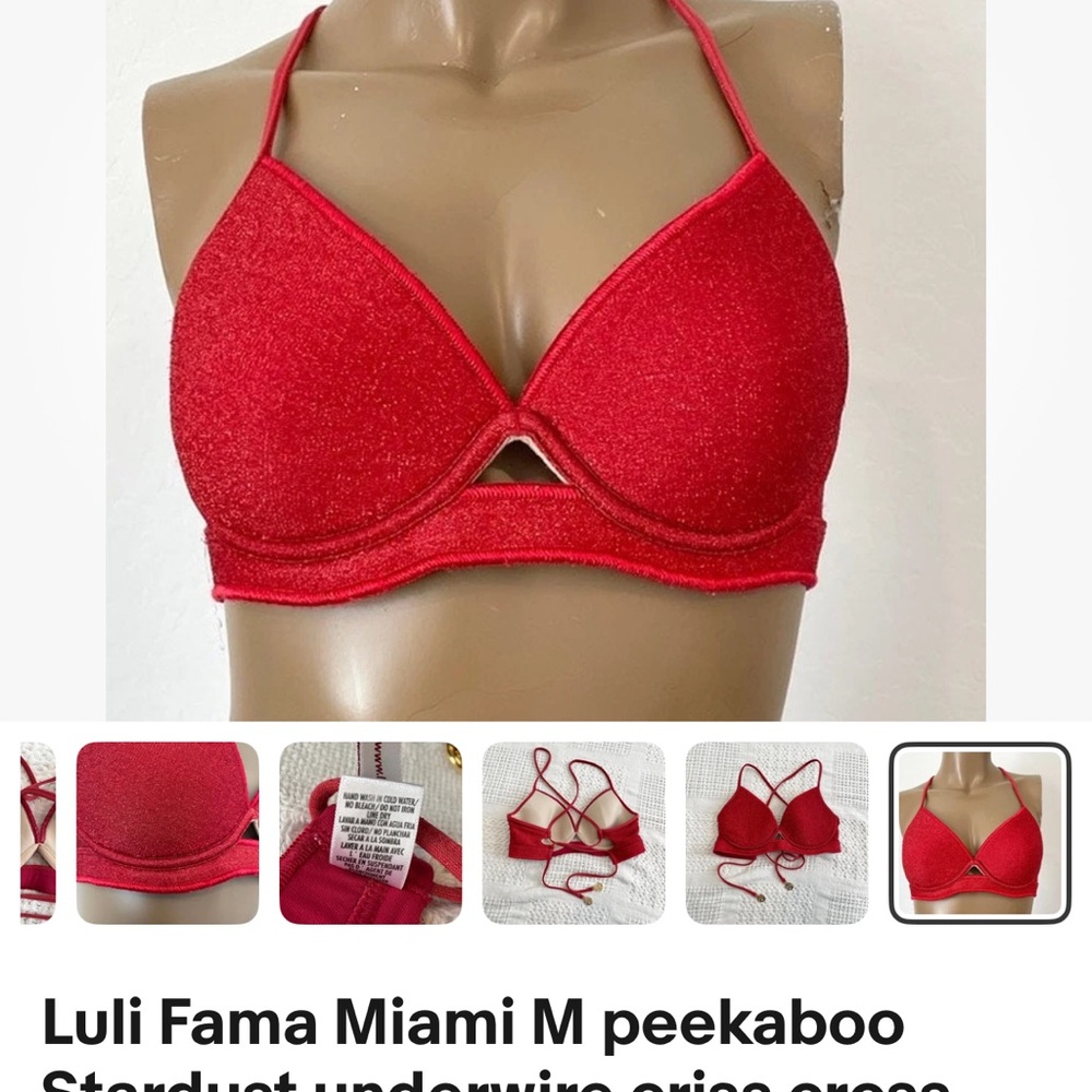 Luli Fama Red Stardust Peekaboo Underwire Bralette